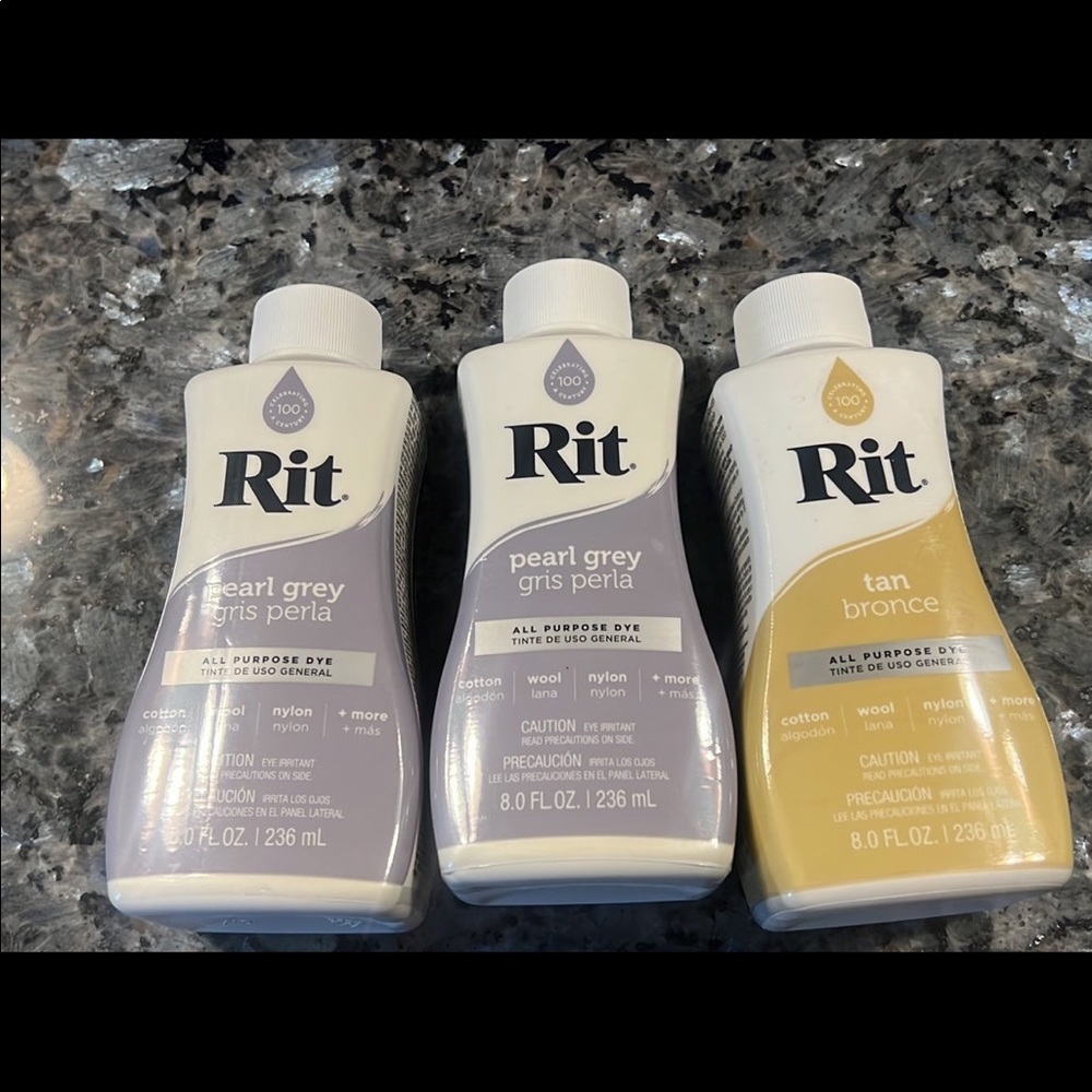 NWT Rit Dye Liquid Dye, Tan and 2 x Pearl Grey